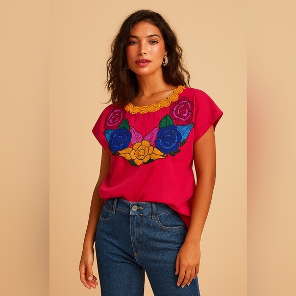 Embroidered Vintage Mexican Shirt - Picture 1 of 7